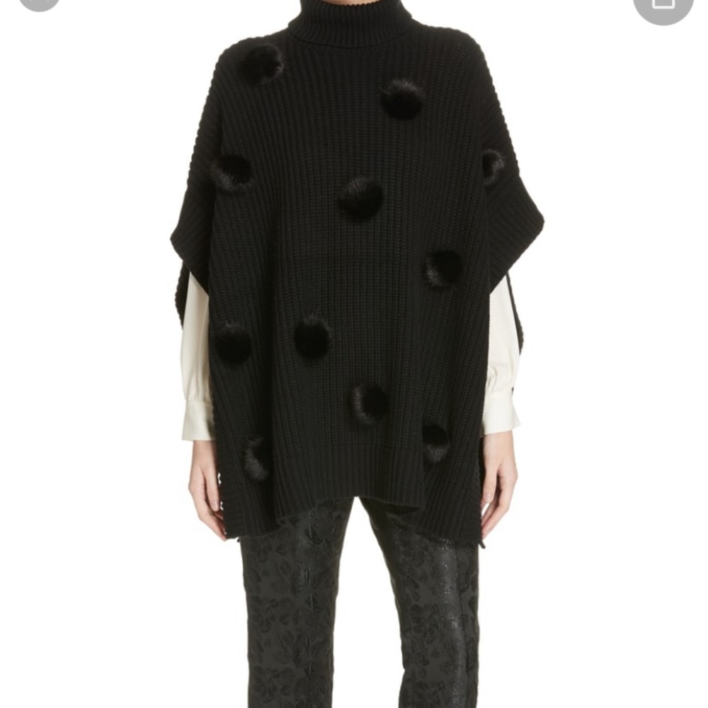 Kate spade ♠️ black turtleneck pom poncho